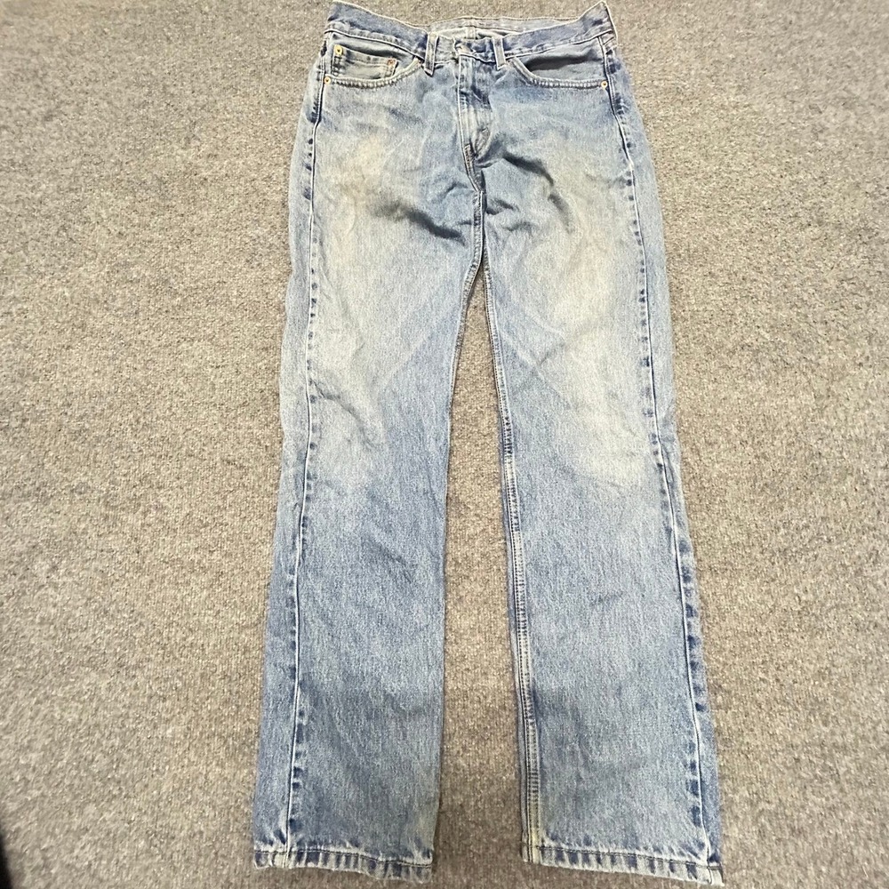 Levis Jeans Mens Size 32x34 Blue 505 Straight Leg Light Wash Cotton Denim Pants